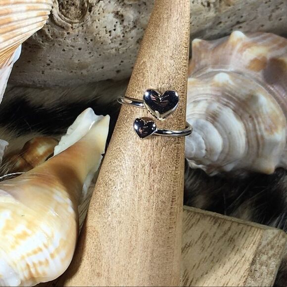 Double Heart Sterling Silver Toe Ring - Picture 3 of 6